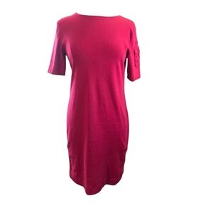 Lauren Ralph Lauren Red T-Shirt Dress Short Sleeve Cotton Size Petite Large